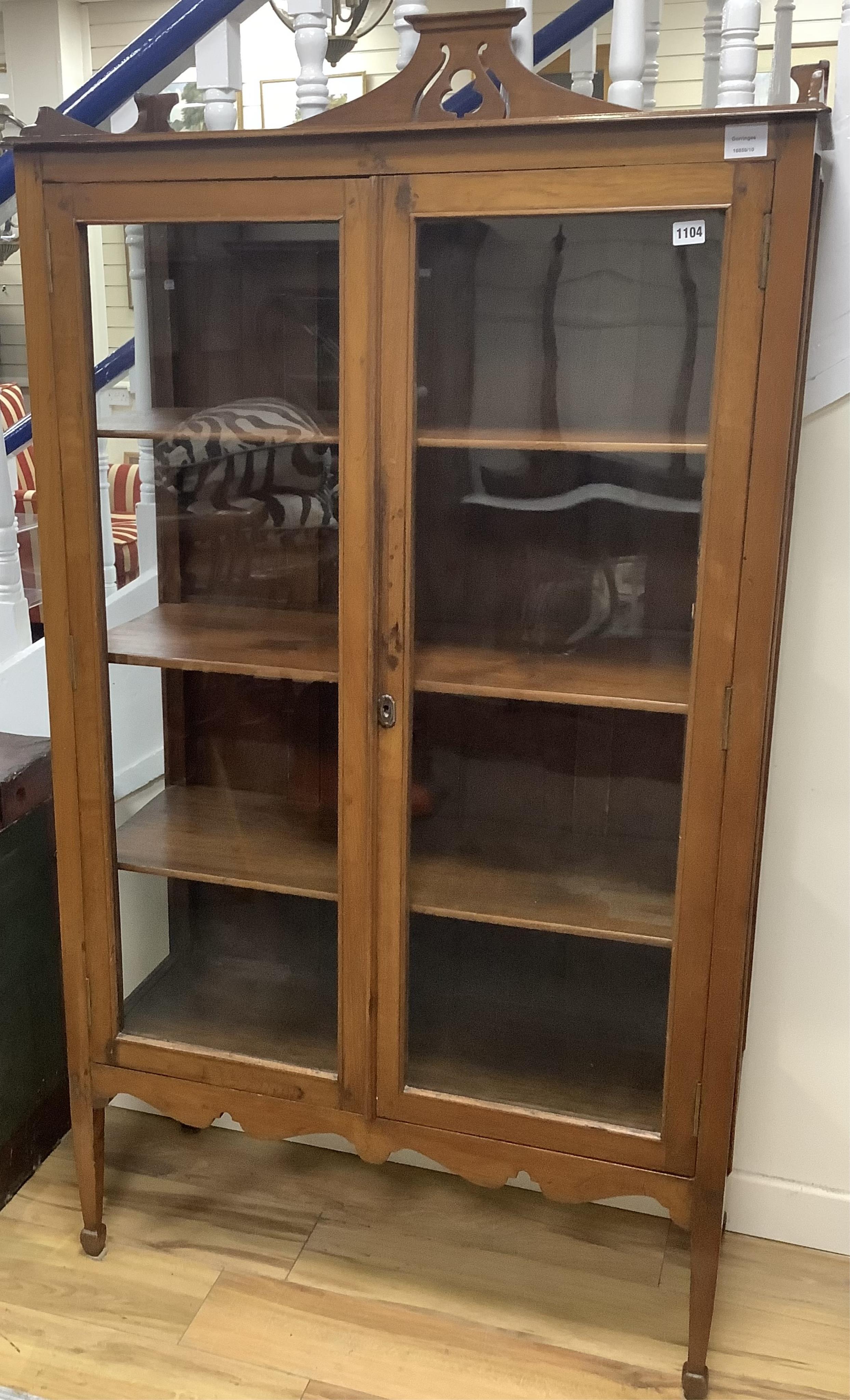 A late 19th century Anglo Indian teak display cabinet, width 91cm, depth 37cm, height 158cm. Condition - fair